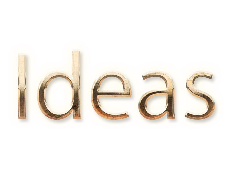 WORD IDEAS gold text typography PNG images free